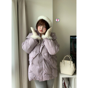 dese嘚瑟软糖中长款白鸭绒羽绒服冬季气质宽松A字版显瘦百搭外套