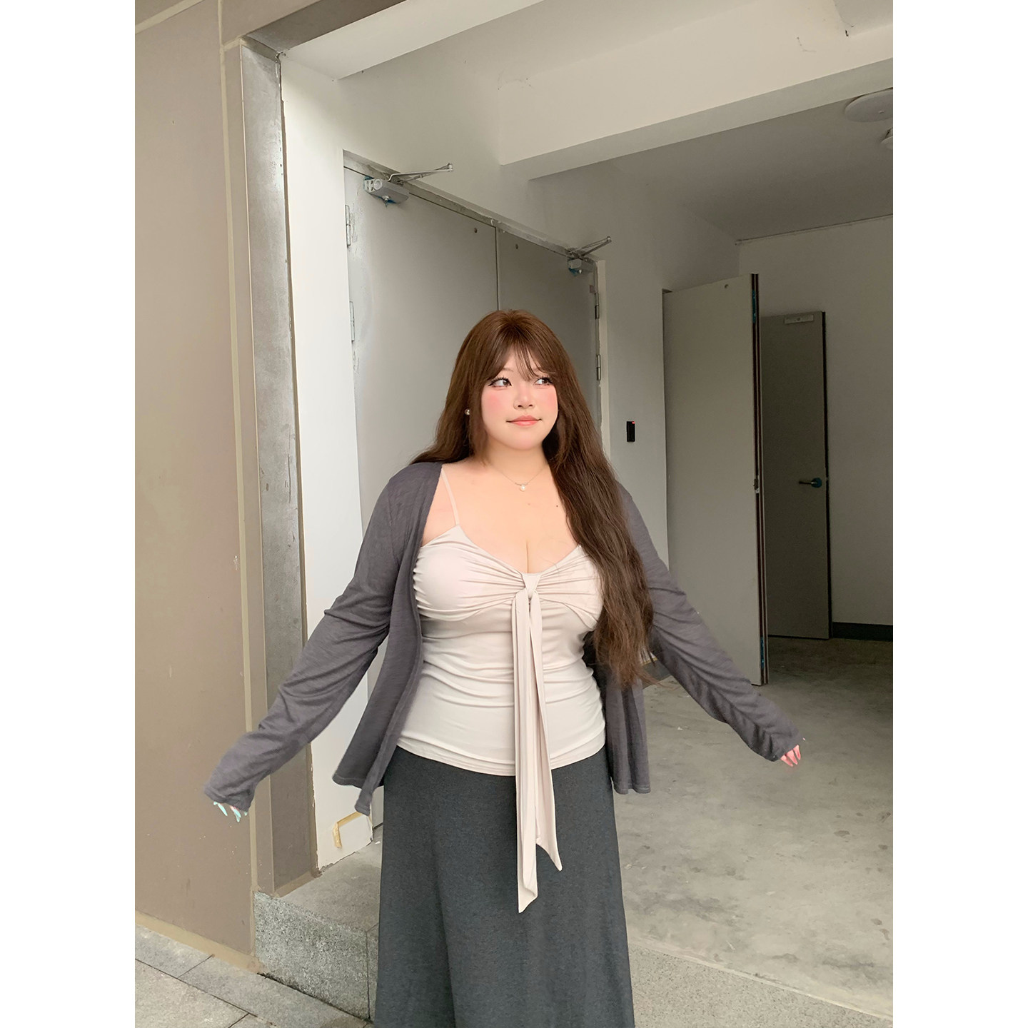 dese嘚瑟软糖时尚套装纯欲风气质长袖开衫设计感带胸垫吊带背心,女装/女士精品,大码内搭,淘宝优惠券,粉丝福利购,淘宝优惠卷