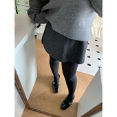 dese嘚瑟软糖秋冬新款 加厚高腰显瘦波点短裙气质百搭毛呢半身裙子