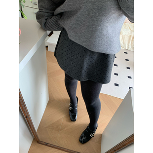 dese嘚瑟软糖秋冬新款 加厚高腰显瘦波点短裙气质百搭毛呢半身裙子