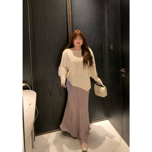 dese嘚瑟软糖鎏光仿醋酸灵动缎面鱼尾裙法式 气质包臀半身裙长裙