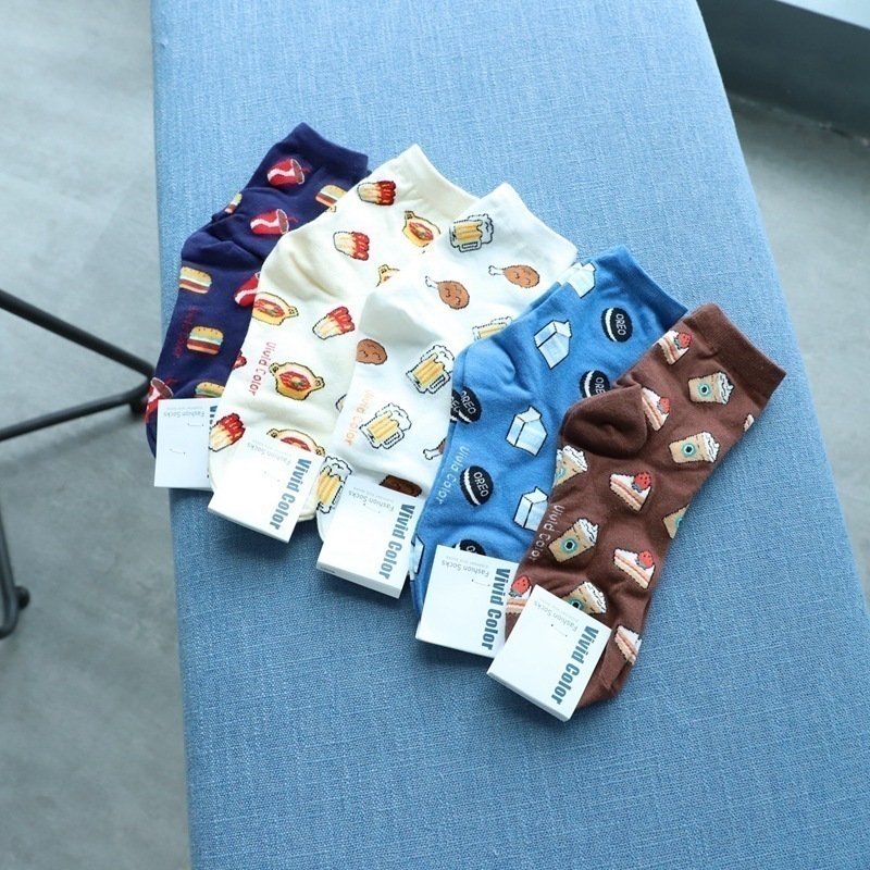 袜子女人可爱中筒袜 韩国进口VIVIDCOLOR卡通零食饼干四季女袜子