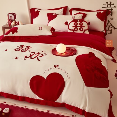新婚浪漫亲肤慢四件套爱心提花4