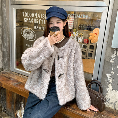 小湖羊皮毛一体大衣皮草外套女冬