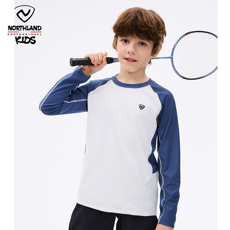 诺诗兰童装儿童长袖T恤春女童速干衣男童吸湿排汗户外运动训练服 - 诺诗兰童装旗舰店出品