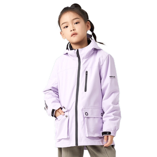 诺诗兰儿童冲锋夹克胡杨林户外三合一硬壳风衣女童防风防泼水外套