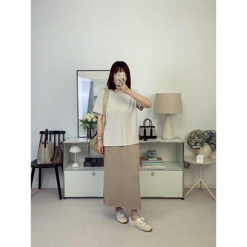 softstreme系列莫代尔松紧侧开叉轻薄长裙26夏季新款【鸬鹚】