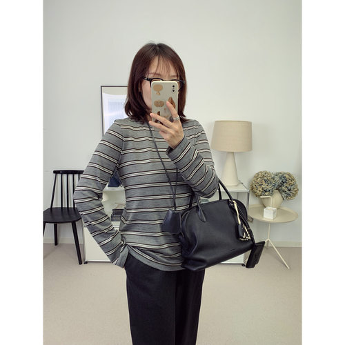 自线鸬鹚私服条纹控！温暖透气直身版型简约美利奴羊毛针织上衣