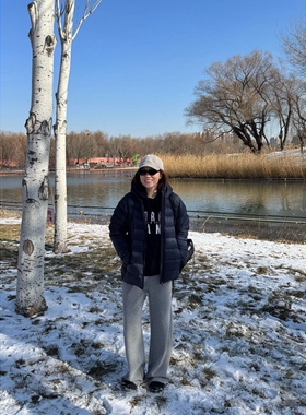 新浅灰色！FS重磅拉绒加厚蚕丝羊毛面料半拉链卫衣+松紧腰休闲裤