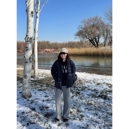 新浅灰色！FS重磅拉绒加厚蚕丝羊毛面料半拉链卫衣+松紧腰休闲裤