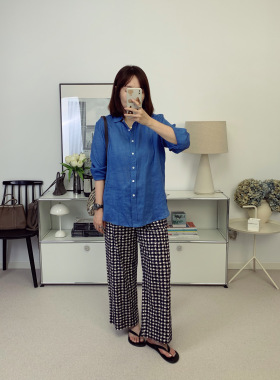 特别的蓝！进口细亚麻宽松廓形防晒上衣亚麻衬衫26夏新款【鸬鹚】