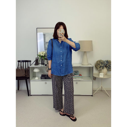 特别的蓝！进口细亚麻宽松廓形防晒上衣亚麻衬衫26夏新款【鸬鹚】