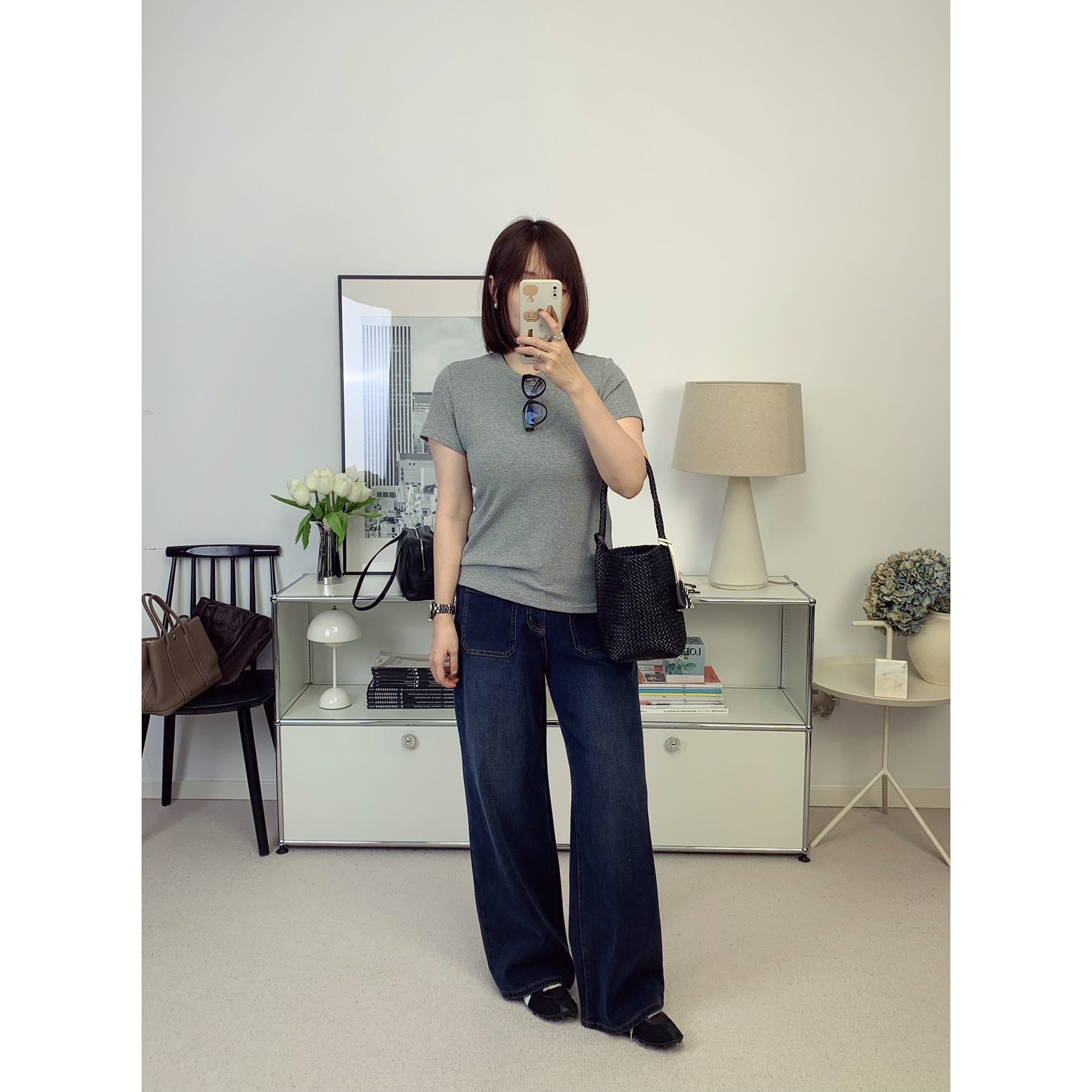 莱赛尔弹力面料！法式双口袋阔腿直筒牛仔裤26春夏新款【鸬鹚】