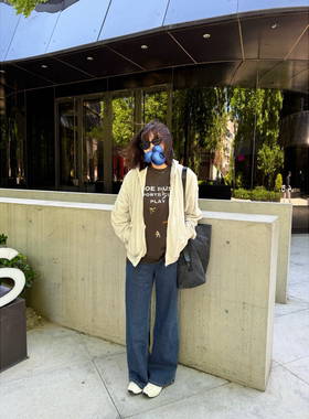 牛仔神裤！BC深蓝色薄款三醋酸牛仔宽松直筒裤25早秋新款【鸬鹚】