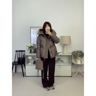 白鹅绒连帽保暖抽绳可收腰短款羽绒服外套25秋冬新款【鸬鹚】