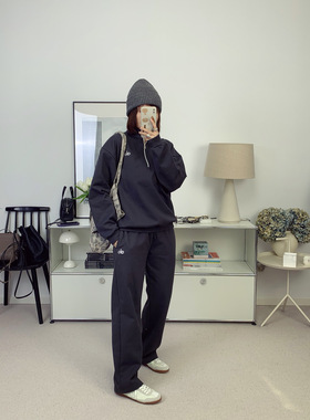 A*LO风格半拉链套头卫衣+松紧腰敞口卫裤男女同款25秋冬新款鸬鹚