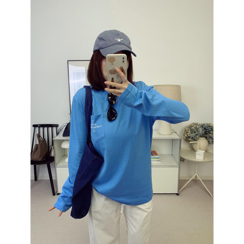 夏日清爽！AV 简约口袋字母长袖T恤暑假防晒衫 26夏新款【鸬鹚】