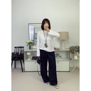 鸬鹚 25秋冬新款 row匹马棉无侧缝简约圆领合身棉质长袖 T恤打底衫