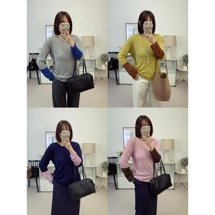 鸬鹚 26春夏新款 羊毛混纺微宽松撞色圆领打底衫 轻盈打底衫