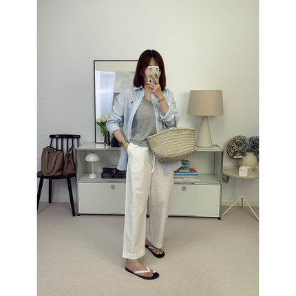 row风格薄款！日本近江晒匹马棉九分翻边休闲裤26夏季新款鸬鹚