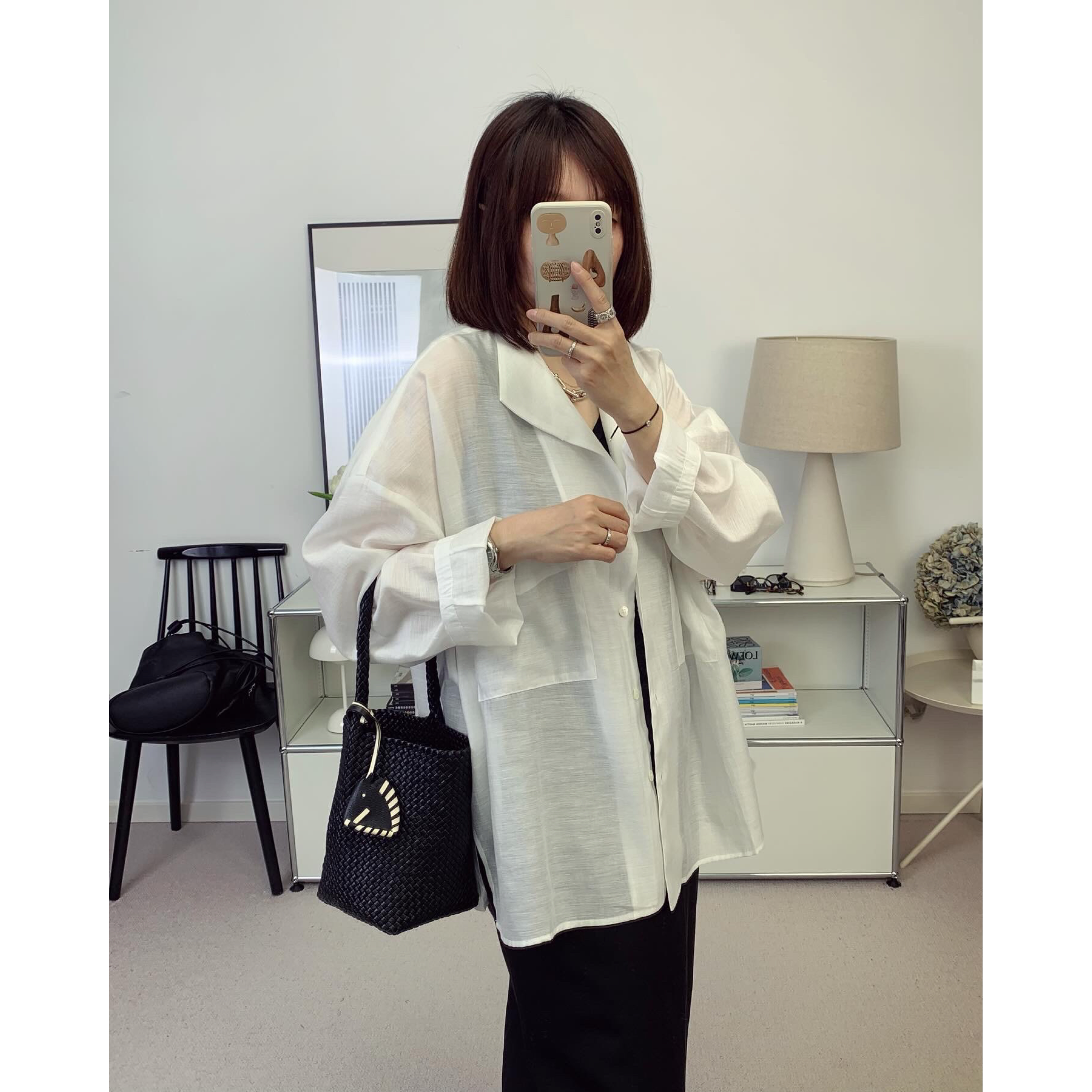 小众设计师静酷风宽松透感宽松休闲衬衫休闲上衣26夏新款【鸬鹚】