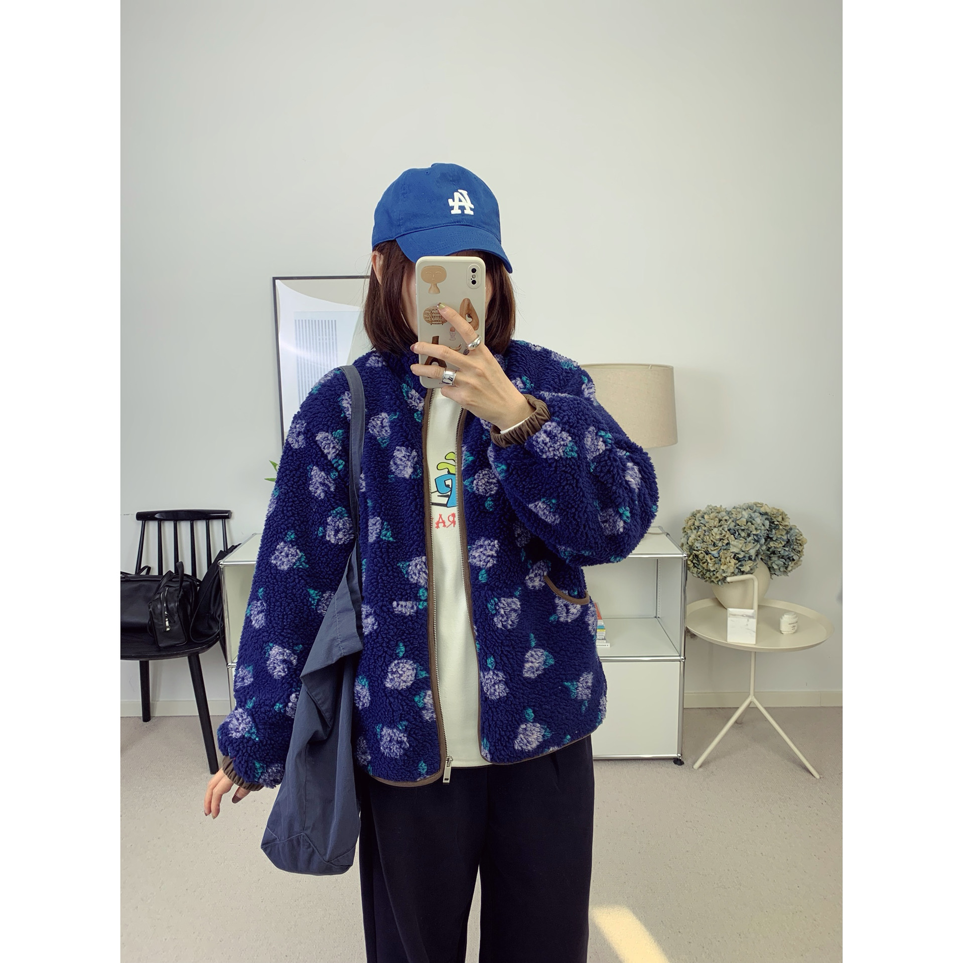 韩国小众少女感复古玫瑰花摇粒绒加厚外套25秋冬新款【鸬鹚】