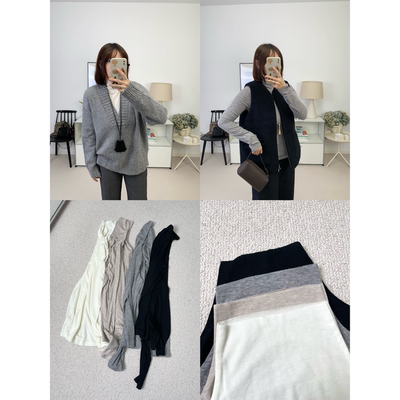 新升级ROW极简莱赛尔天丝羊毛高龄打底衫堆堆领内搭长袖T恤25秋冬