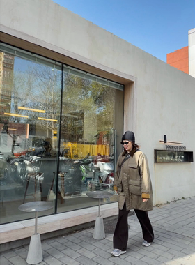 日系45家灯芯绒领工装风长款棉服厚外套25秋冬新款【鸬鹚】