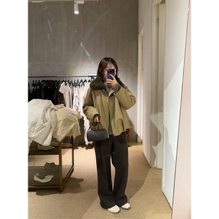 鸬鹚 风拉贡毛领白鹅绒外套羽绒服25秋冬新款 自留款 卡其绿工装