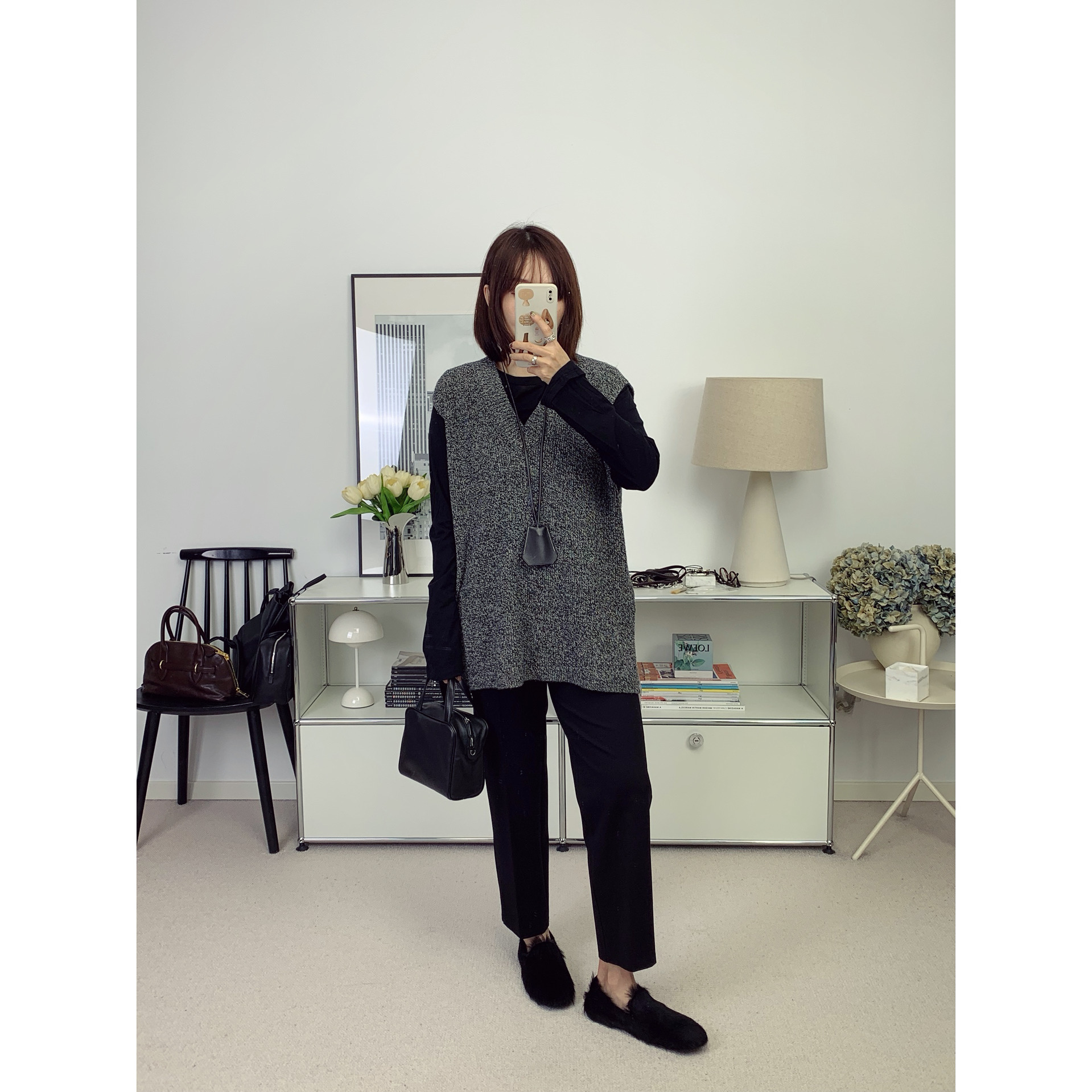 ROW宽松感叠穿风时髦开叉经典V领棉羊毛针织马甲 25秋冬新款鸬鹚