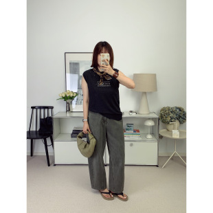 自线鸬鹚私服水洗绿做旧感茧型宽松休闲牛仔裤25秋冬新款【鸬鹚】