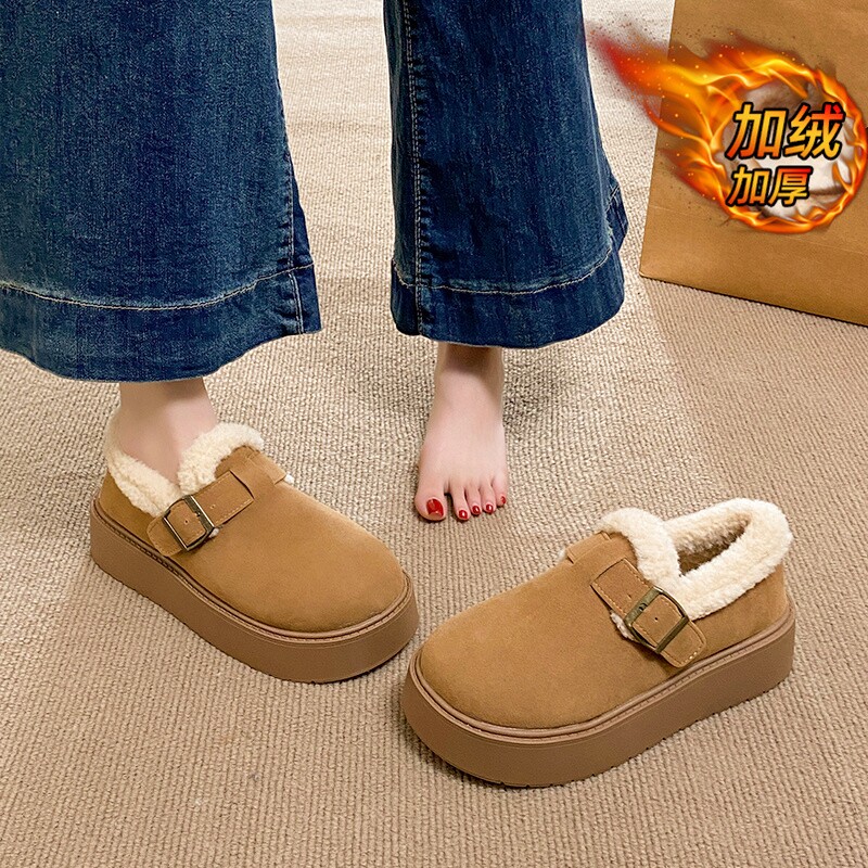 厚底加绒豆豆勃肯鞋女2025新款秋冬外穿毛毛面包鞋保暖棉鞋雪地靴,女鞋,时尚雪地靴,淘宝优惠券,粉丝福利购,淘宝优惠卷