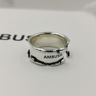 AMBUSH工业戒指男女小众设计情侣开口可调节几何黄铜银色染黑百搭