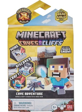 Treasure X我的世界MC联名洞穴与山崖宝藏黄金手办人偶盲盒玩具