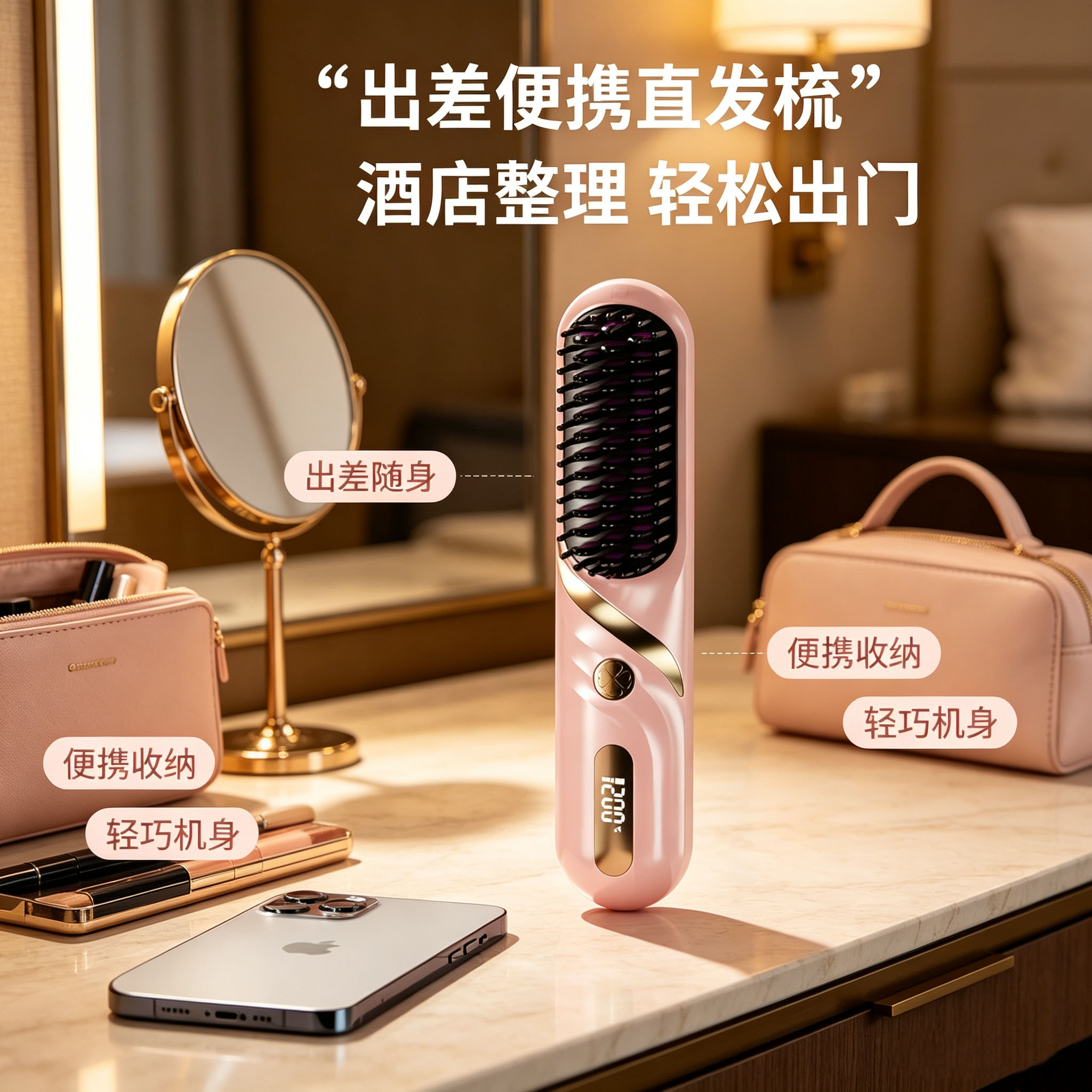 无线直发梳负离子护发不伤发家用造型梳随身便携多功能美发梳