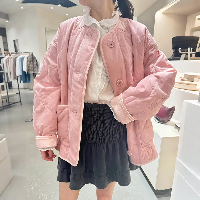 法式小众 早春时尚中长款廓版绗棉衣/棉服