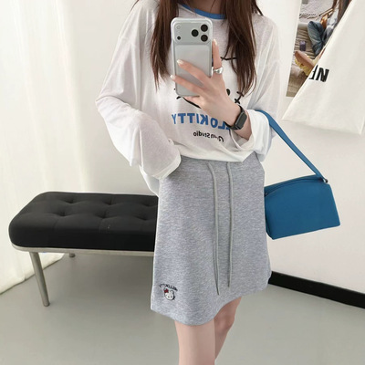 hello Kitty高腰显瘦包臀A字半身裙夏季新款休闲运动卫群女装工厂