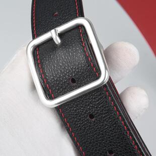 日本姬路黑栈革纯手工皮带定制植鞣革男士头层牛皮真皮腰带裤带