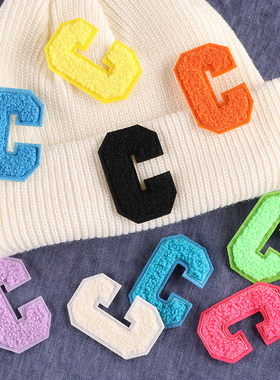 多种颜色毛巾绣字母C衣服补丁鞋帽修补破洞卫衣装饰可缝百搭布贴