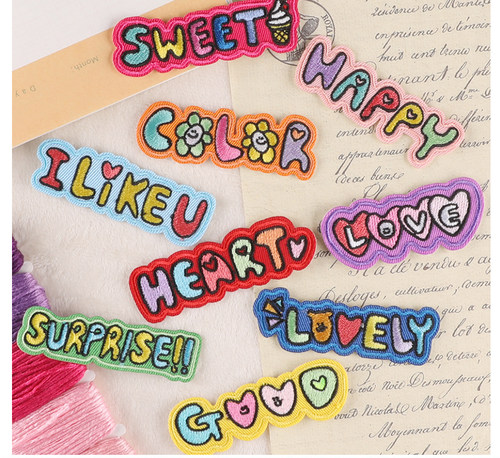 可爱卡通英文刺绣补丁贴布贴片语