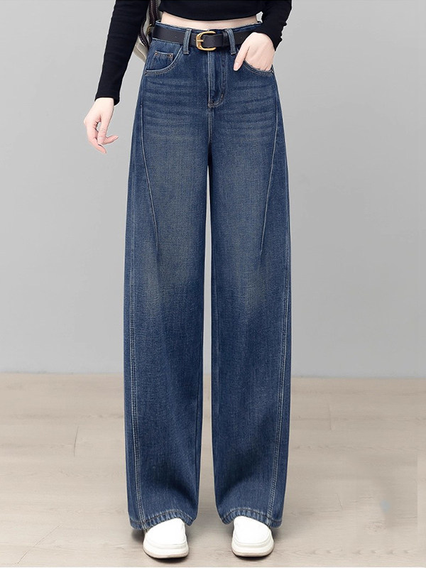 阔腿弯刀牛仔裤女2025春秋季新款高腰宽松裤显瘦直筒休闲香蕉裤子