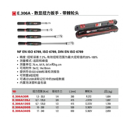 法国FACOM 法康 驱动方1/4 1/2“数显扭力扳手扭矩扳手带棘轮头