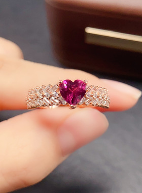 [中国地质大学]天然镁铝石榴石戒指宝石配饰小众高级感925银饰