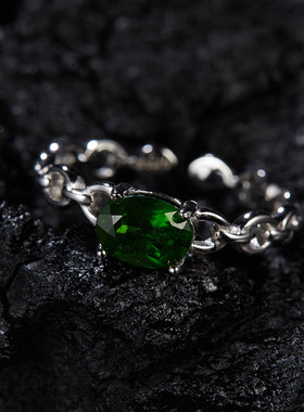 realtreasureS925纯银天然托帕石榴透辉石紫黄水晶橄榄彩宝戒指女