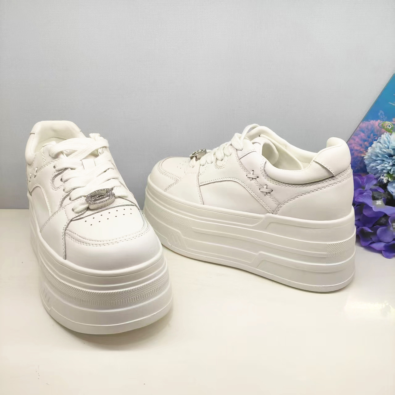 KCL262207卡迪娜专柜正品2026秋新厚底增高鞋松糕鞋小白鞋女单鞋