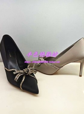 HS269602正品Harson/哈森26春尖头细高跟水钻蝴蝶结气质女单鞋