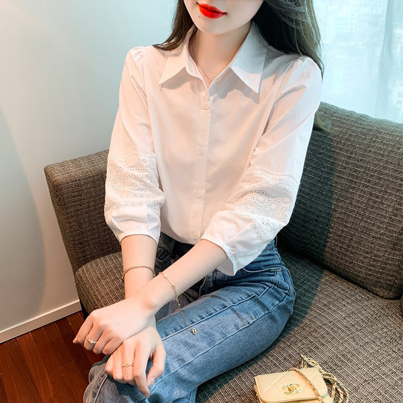 白色衬衫女夏装2024年新