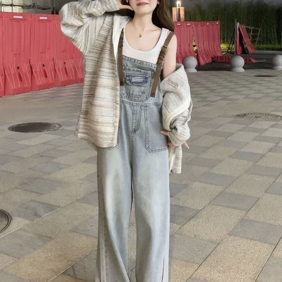 复古棕色皮扣设计牛仔背
