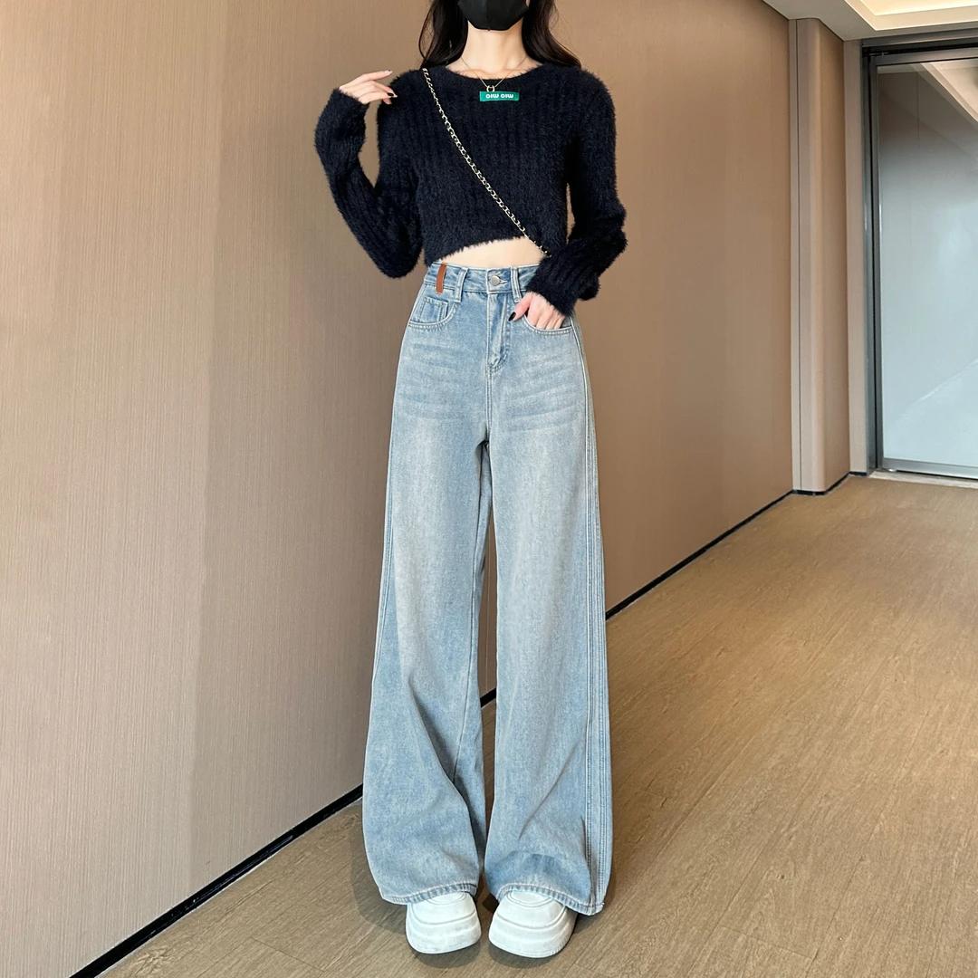 高腰牛仔裤女秋冬2024年