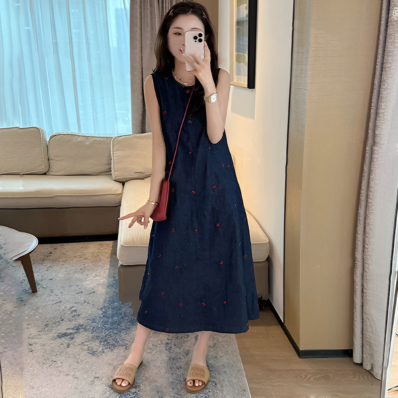 法式高级感蓝色无袖背心